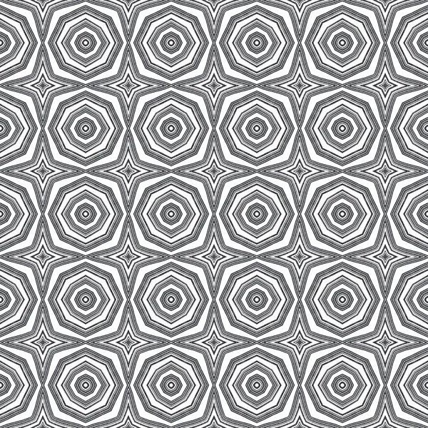 Egzotikus Zökkenőmentes Minta Fekete Szimmetrikus Kaleidoszkóp Háttér Textilből Készült Lélegzetelállító — Stock Fotó