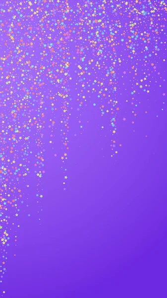 Confete Incrível Festivo Estrelas Celebração Estrelas Coloridas Pequenas Fundo Violeta — Vetor de Stock