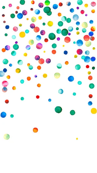 Watercolor Confetti White Background Alluring Rainbow Colored Dots Happy Celebration — Stock Photo, Image