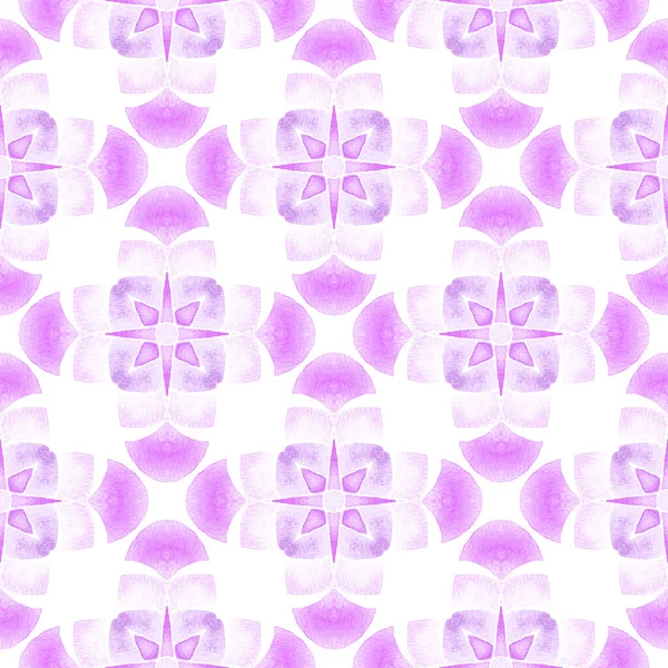 Акварель Повторює Межу Плитки Фіолетовий Чудовий Літній Дизайн Boho Текстиль — стокове фото