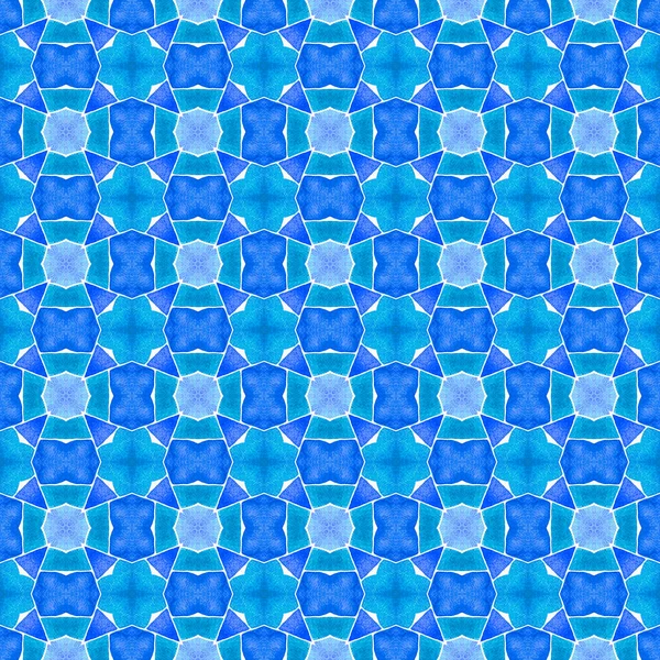 Zielona Geometryczna Granica Akwareli Szewrona Niebieski Grand Boho Szykowny Letni — Zdjęcie stockowe