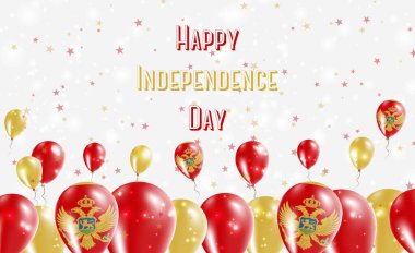 Karadağ Bağımsızlık Günü Vatanseverlik Tasarımı. Karadağ Ulusal Renkleri 'nde balonlar. Bağımsızlık Günü Kutlama Kartın kutlu olsun..