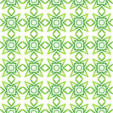 Mozaik kusursuz desen. Yeşil göz kamaştırıcı boho şık yaz tasarımı. Tekstil baskıya hazır, mayo kumaş, duvar kağıdı, ambalaj. El çizimi yeşil mozaik pürüzsüz sınır.
