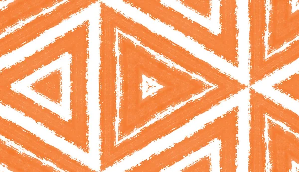 Striped Hand Drawn Pattern Orange Symmetrical Kaleidoscope Background Repeating Striped — Stock Photo, Image