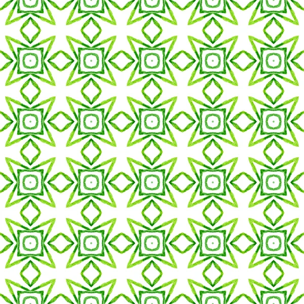 马赛克无缝图案 绿色令人眼花缭乱的时髦夏装设计 纺织现成诱人的印刷品 泳衣面料 包装材料 手绘绿色马赛克无缝边框 — 图库照片
