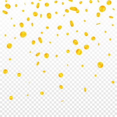 Bitcoin, internet para birimleri düşüyor. Ekstra dağınık BTC bozuklukları. Kripto para, dijital para. Garip ikramiye, servet ya da başarı konsepti. Vektör illüstrasyonu.