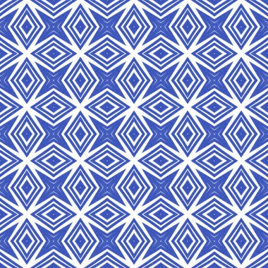 Egzotik, pürüzsüz desen. İndigo simetrik kaleydoskop arka planı. Tekstil hazır hipnotize baskı, mayo kumaş, duvar kağıdı, ambalaj. Yaz mayosu, egzotik, pürüzsüz tasarım..