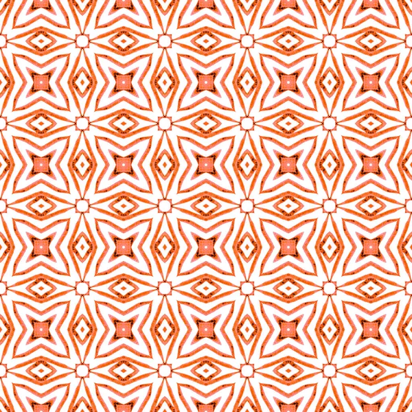夏のエキゾチックなシームレスな国境 オレンジ圧倒的なBohoシックな夏のデザイン エキゾチックなシームレスなパターン テキスタイル準備ができた形のプリント 水着生地 — ストック写真