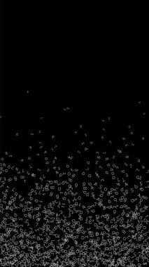 Düşen sayılar, büyük veri konsepti. İkili beyaz kaotik uçuş numaraları. Siyah arka planda şaşırtıcı fütürist afiş. Düşen sayılarla dijital vektör illüstrasyonu.