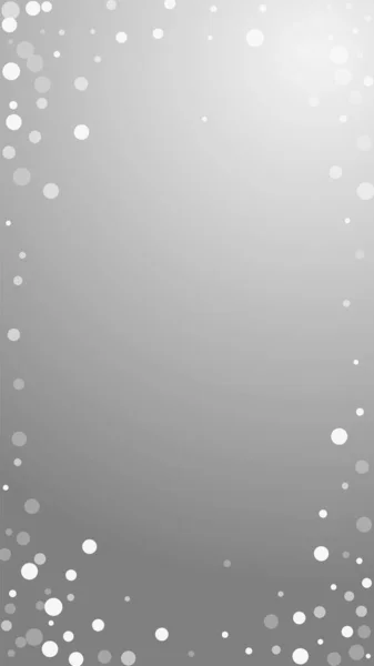 Белые Точки Рождественский Фон Тонкие Летящие Снежинки Звезды Сером Фоне — стоковый вектор