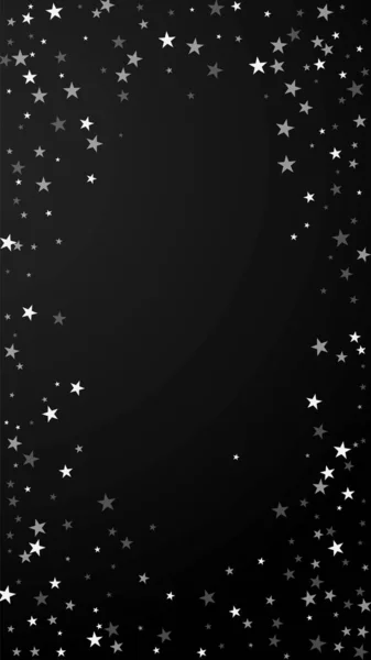 Случайное Падение Звезд Рождественский Фон Тонкие Летящие Снежинки Звезды Черном — стоковый вектор