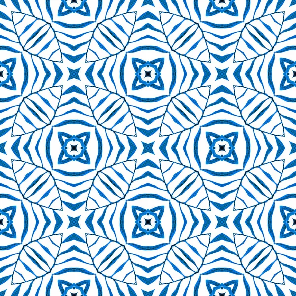 Εξωτικό Μοτίβο Χωρίς Ραφή Μπλε Φίνα Boho Κομψό Καλοκαιρινό Σχεδιασμό — Φωτογραφία Αρχείου