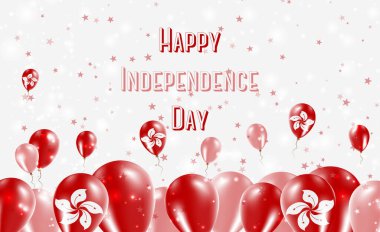 Hong Kong Bağımsızlık Günü Vatanseverlik Tasarımı. Çin Ulusal Renkleri 'nde balonlar. Bağımsızlık Günü Kutlama Kartın kutlu olsun..