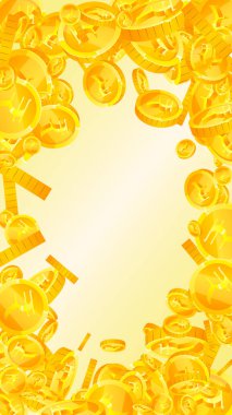 Hint paralarının düşüşü. Dağınık INR madeni paralarına başvuruyorum. Hindistan parası. Garip ikramiye, servet ya da başarı konsepti. Vektör illüstrasyonu.