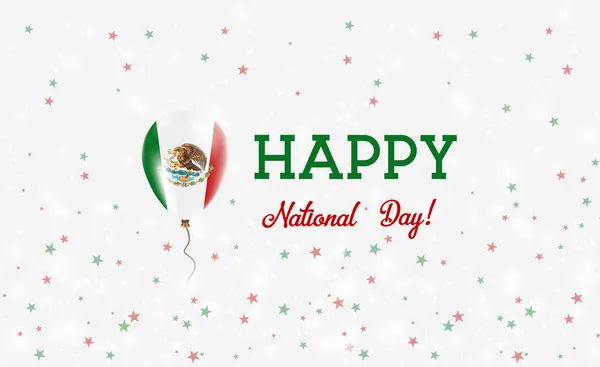 Święto Narodowe Meksyku Patriotyczne Plakat Latający Balon Gumowy Kolorach Flagi — Wektor stockowy