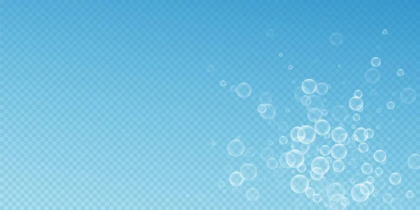 Willekeurige Zeepbellen Abstracte Achtergrond Blaasbellen Blauwe Transparante Achtergrond Adembenemende Zeepschuim — Stockvector