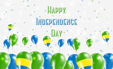 Gabon Bağımsızlık Günü Vatansever Tasarımı. Gabon Ulusal Renkleri 'nde balonlar. Bağımsızlık Günü Kutlama Kartın kutlu olsun..