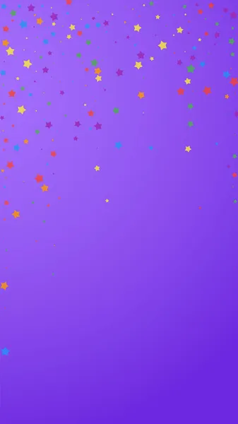 Confeti Festivo Dramático Estrellas Celebración Estrellas Alegres Sobre Fondo Violeta — Vector de stock