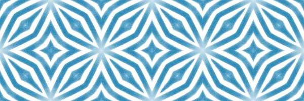 Mozaïek Naadloze Grens Blauwe Symmetrische Caleidoscoop Achtergrond Retro Mozaïek Naadloos — Stockfoto