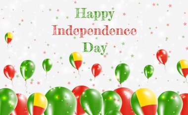 Benin Bağımsızlık Günü Vatanseverlik Tasarımı. Beninese Ulusal Renkleri 'nde balonlar. Bağımsızlık Günü Kutlama Kartın kutlu olsun..