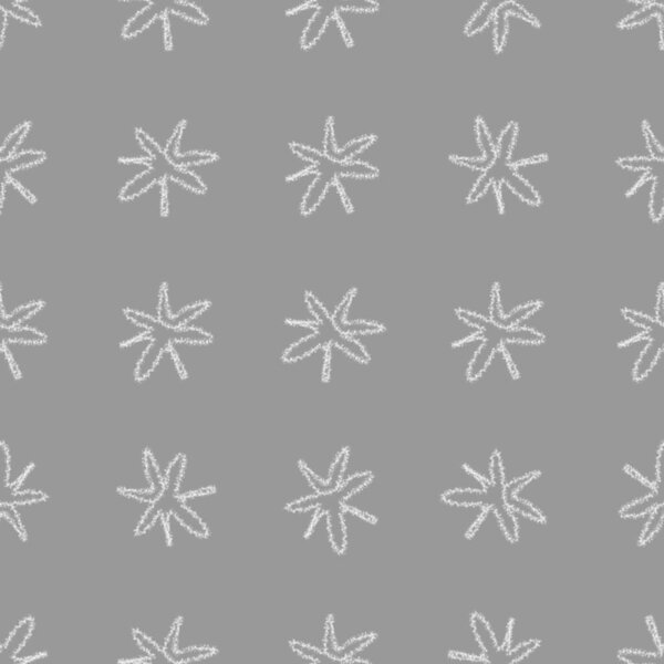 Hand Drawn Snowflakes Christmas Seamless Pattern. Subtle Flying Snow Flakes on chalk snowflakes Background. Beauteous chalk handdrawn snow overlay. Energetic holiday season decoration.