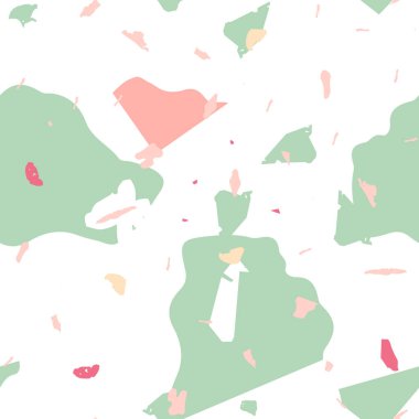 Terrazzo kusursuz desen. İç dekorasyon için minimalist döşeme taşı. Doğal taşlardan, granitten, kuvarstan, mermerden, betondan yapılmış arka plan. Terrazzo pürüzsüz desenli serin renklerde. 