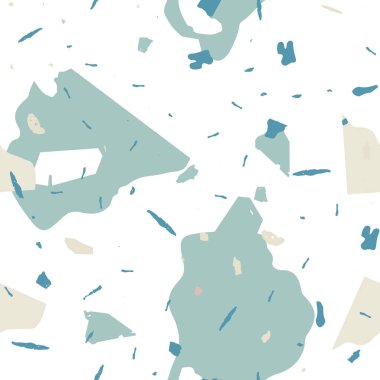 Terrazzo kusursuz desen. Mavi klasik döşeme dokusu. Doğal taşlardan, granitten, kuvarstan, mermerden, betondan yapılmış arka plan. Terrazzo pürüzsüz desenli serin renklerde. 