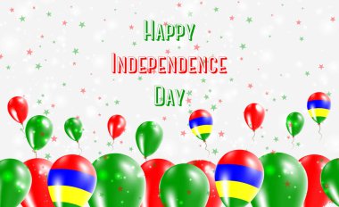 Mauritius Bağımsızlık Günü Vatanseverlik Tasarımı. Mauritian Ulusal Renkleri 'nde balonlar. Bağımsızlık Günü Kutlama Kartın kutlu olsun..