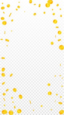 Çin Yuan paraları düşüyor. Harika dağınık CNY paraları. Çin parası. Büyük ikramiye, servet ya da başarı konsepti. Vektör illüstrasyonu.