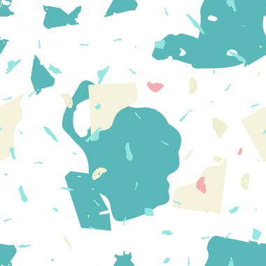 Terrazzo kusursuz desen. Mavi klasik döşeme dokusu. Terrazzo pürüzsüz desenli, serin renklerde. Doğal taşlardan, granitten, kuvarstan, mermerden, betondan yapılmış arkaplan. 