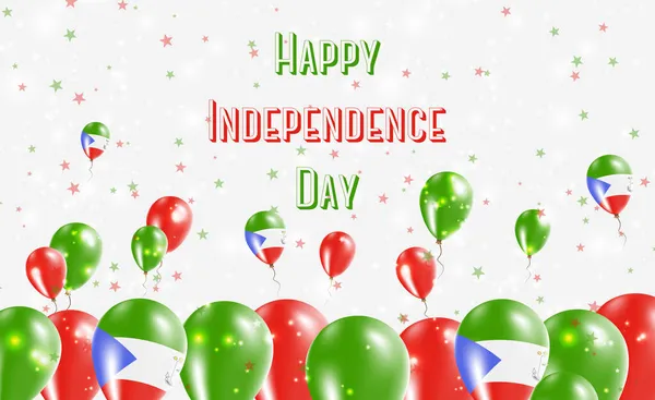 赤道几内亚独立日爱国设计 赤道几内亚国家颜色的气球 快乐独立日病媒问询卡 — 图库矢量图片