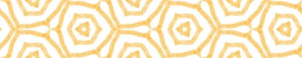 Мозаичная Бесшовная Граница Желтый Симметричный Калейдоскоп Фон Ретро Мозаика Бесшовный — стоковое фото