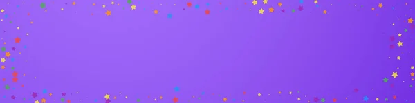 喜庆的现代意大利面 庆祝明星 在紫色背景上的欢乐的星辰 活的节日覆盖模板 全景矢量背景 — 图库矢量图片