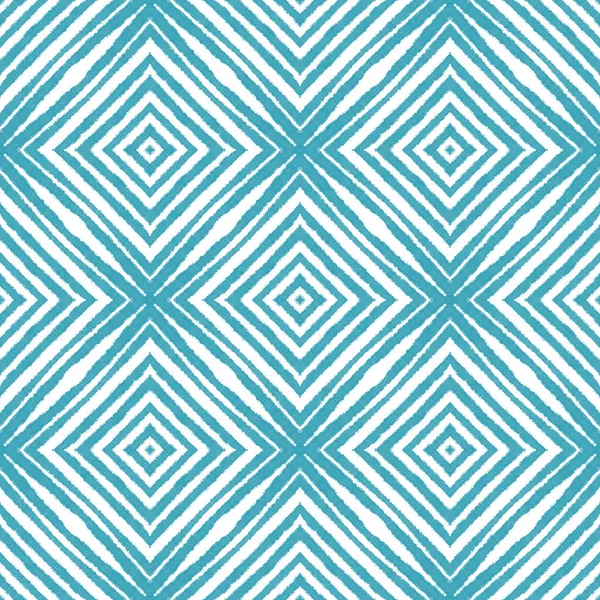 Strukturované Pruhy Tyrkysově Symetrické Kaleidoskopické Pozadí Textilní Hotový Kouzelnický Potisk — Stock fotografie