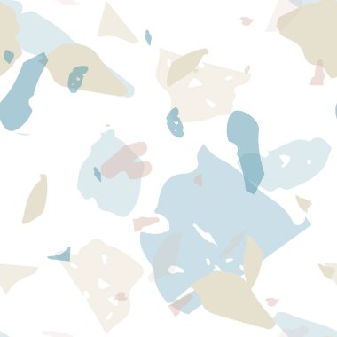 Terrazzo kusursuz desen. Mavi klasik döşeme dokusu. Terrazzo pürüzsüz desenli, serin renklerde. Doğal taşlardan, granitten, kuvarstan, mermerden, betondan yapılmış arkaplan. 