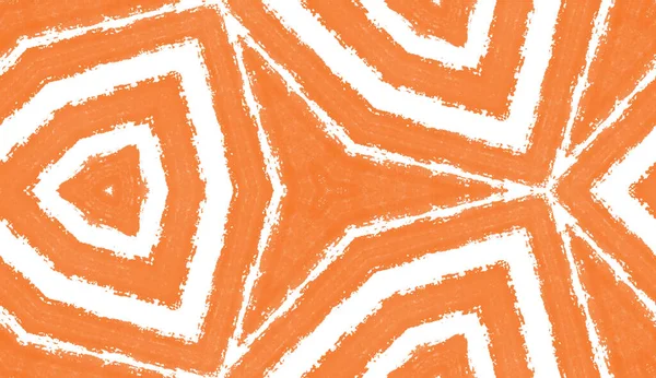 Ikat Répétant Design Des Maillots Bain Fond Kaléidoscope Symétrique Orange — Photo