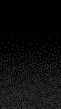 Düşen sayılar, büyük veri konsepti. Çift beyaz düzensiz uçan parmaklar. Siyah arka planda fütüristik bir afiş. Düşen sayılarla dijital vektör illüstrasyonu.