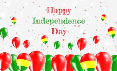 Bolivya Bağımsızlık Günü Vatansever Tasarımı. Bolivya Ulusal Renkleri 'nde balonlar. Bağımsızlık Günü Kutlama Kartın kutlu olsun..