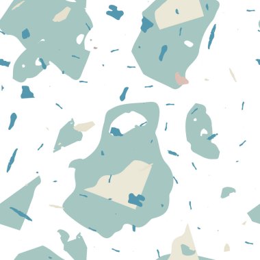 Terrazzo kusursuz desen. Mavi klasik döşeme dokusu. Doğal taşlardan, granitten, kuvarstan, mermerden, betondan yapılmış arka plan. Terrazzo pürüzsüz desenli serin renklerde. 