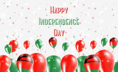 Malavi Bağımsızlık Günü Vatanseverlik Tasarımı. Malawian Ulusal Renkleri 'nde balonlar. Bağımsızlık Günü Kutlama Kartın kutlu olsun..