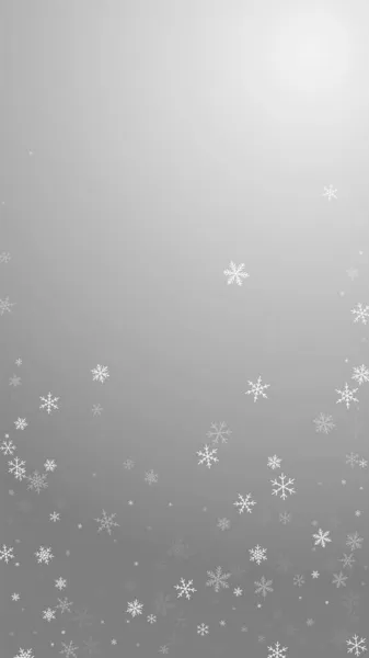 Řídké Sněžení Vánoční Pozadí Jemné Létající Sněhové Vločky Hvězdy Šedém — Stockový vektor