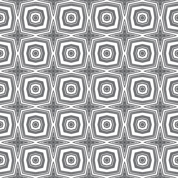 Betegeld Aquarelpatroon Zwarte Symmetrische Caleidoscoop Achtergrond Textiel Klaar Creatieve Print — Stockfoto