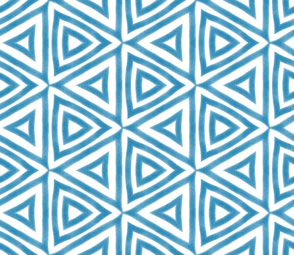 Wzór Rysowany Paski Niebieski Symetryczne Tło Kalejdoskopu Powtarzające Się Ręcznie — Zdjęcie stockowe