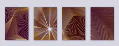 Sanat kartı. Soyut çizgiler modern broşür şürü. Bordo arka planında altın renkli geometri. Güzel kapak, broşür, poster, kitap vs..