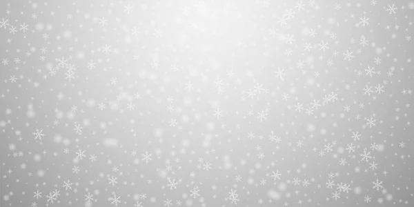 Esparso Brilhante Neve Fundo Natal Flocos Neve Voadores Sutis Estrelas — Vetor de Stock