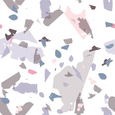 Terrazzo kusursuz desen. Modern klasik döşeme dokusu. Terrazzo pürüzsüz desenli, serin renklerde. Doğal taşlardan, granitten, kuvarstan, mermerden, betondan yapılmış arkaplan. 