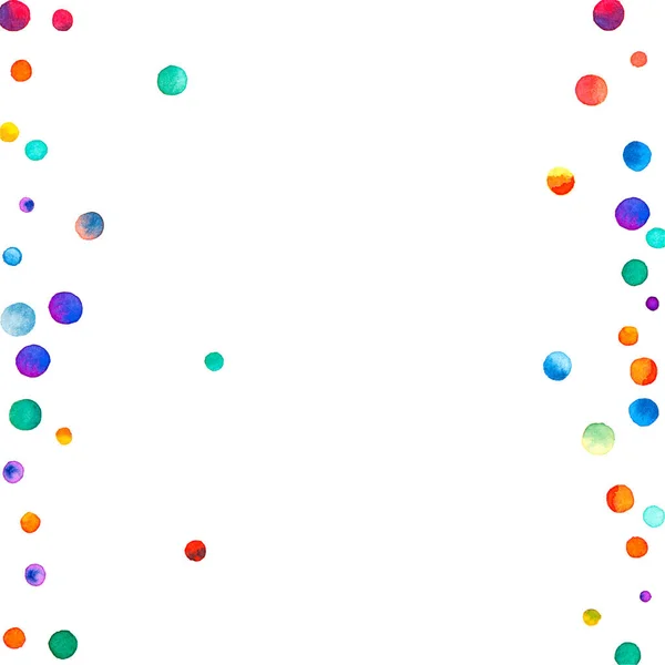 Watercolor Confetti White Background Actual Rainbow Colored Dots Happy Celebration — Stock Photo, Image