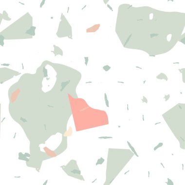 Terrazzo kusursuz desen. İç dekorasyon için minimalist döşeme taşı. Doğal taşlardan, granitten, kuvarstan, mermerden, betondan yapılmış arka plan. Terrazzo pürüzsüz desenli serin renklerde. 