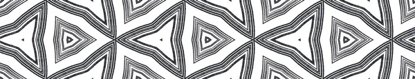 Geometrik dikişsiz desen. Siyah simetrik kaleydoskop. Arkaplan için sanatsal dekoratif tasarım ögesi. El çizimi geometrik kusursuz tasarım.