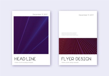 Minimum kapak tasarım şablonu. Karanlık arka planda mor soyut çizgiler. Dramatik kapak tasarımı. Mükemmel katalog, poster, kitap şablonu vs..